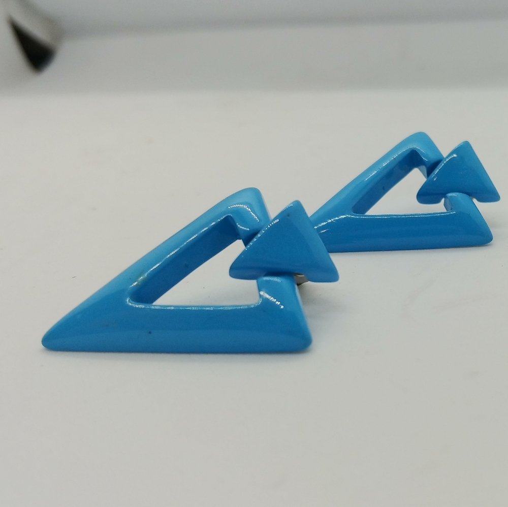 Artsy Blue Triangle Earrings